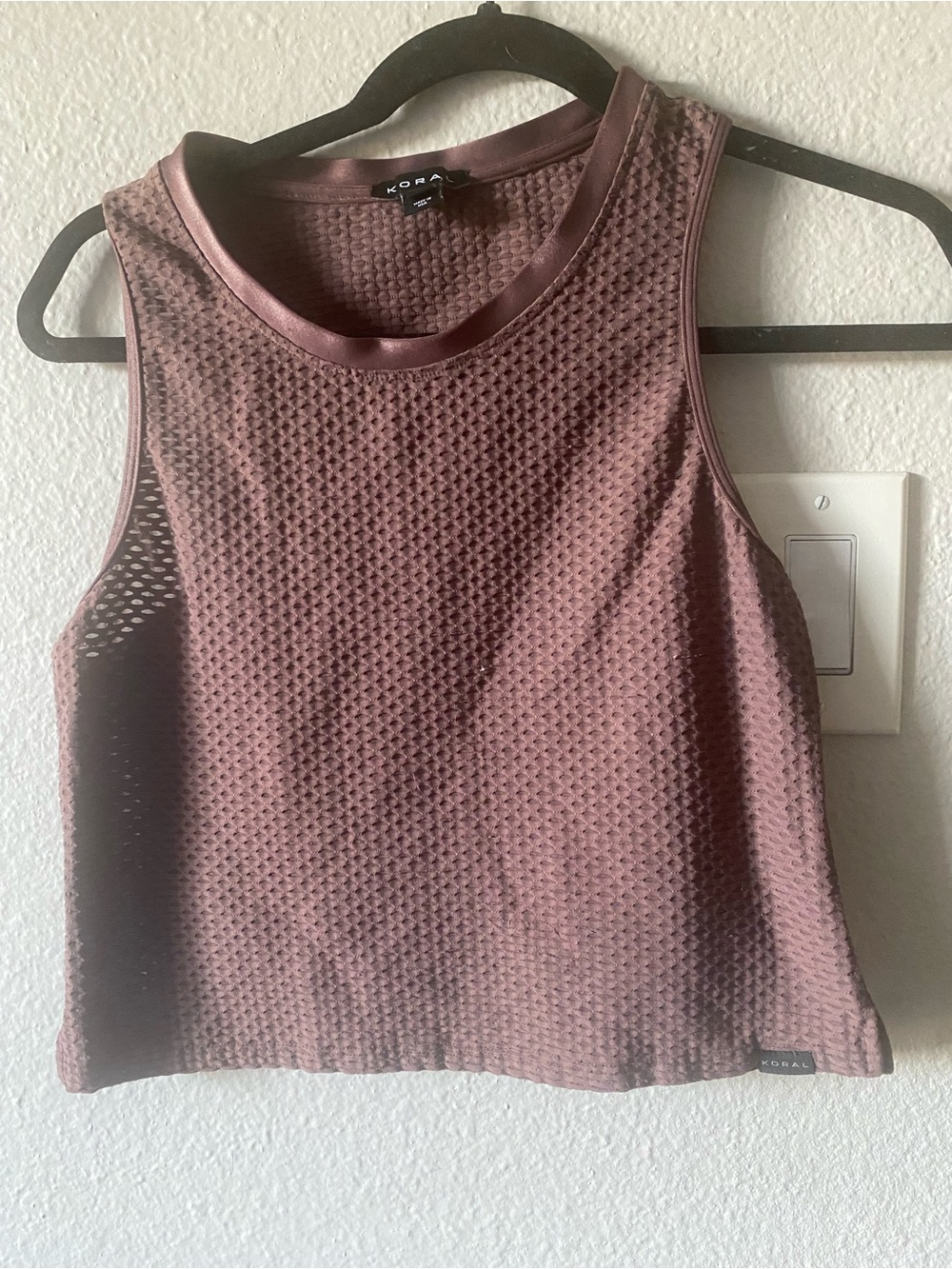 Koral Mauve Textured Mesh Crop Tank